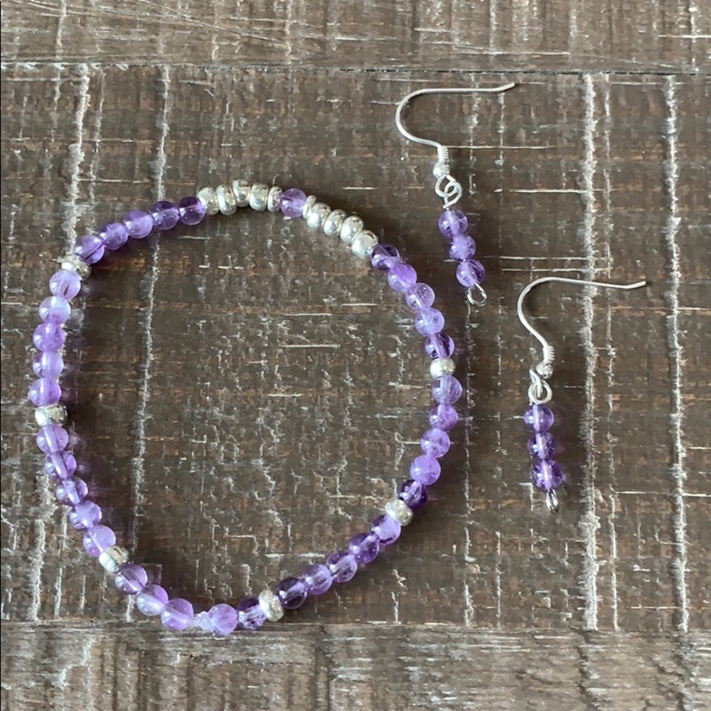 Set of Dangle Bead Earrings and Bracelet